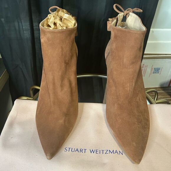 Stuart Weitzman TIEBACK BLOCK BOOTIE IN CAPUCCINO NWB - Picture 2 of 8